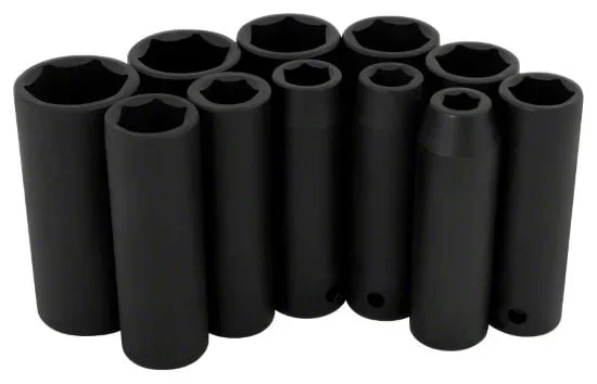 1/2-Inch Drive Impact Socket; SAE; 11-Piece Set