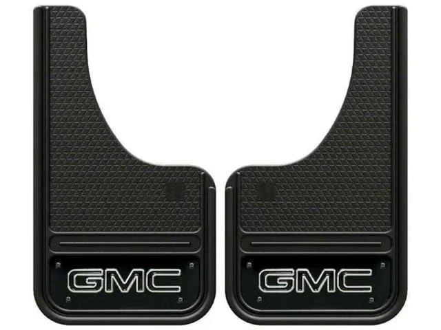 10-Inch x 18-Inch Mud Flaps with Mini GMC Logo; Front or Rear (Universal; Some Adaptation May Be Required)