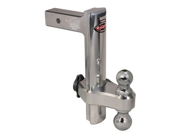 2-Inch Receiver Aluminum Adjustable Dual Ball Mount with Locking 2-Inch Ball and 2-5/16-Inch Ball; 12-Inch Drop and 12-Inch Rise (Universal; Some Adaptation May Be Required)