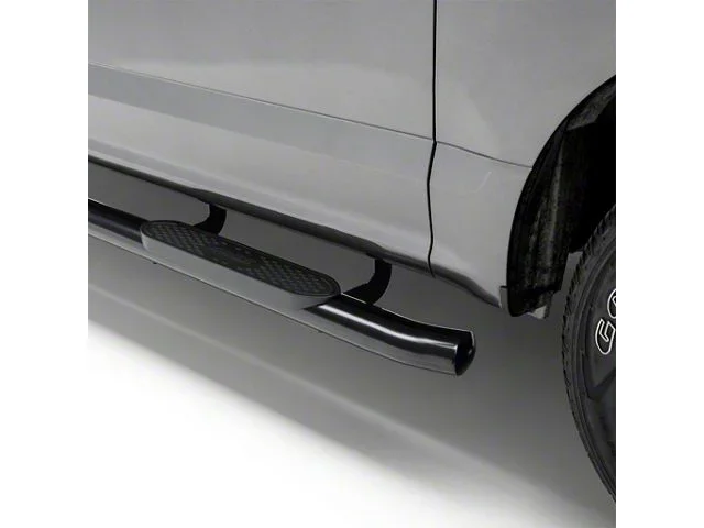 4-Inch Oval Side Step Bars; Black (07-14 Sierra 3500 HD Crew Cab)Find parts that fit my vehicle