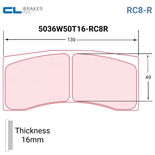 5036 W50 T16 – RC8-R Brake Pads