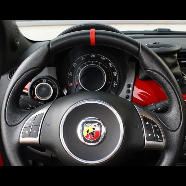 Abarth 500 / 595 / 695 Red Leather Top Centre Marker For Steering Wheel