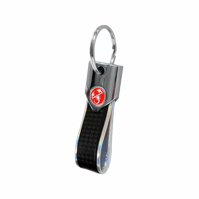 Abarth Carbon Effect Keyring – Silver – Various Options