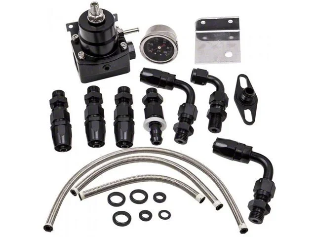 Adjustable Fuel Pressure Regulator Kit; -6AN; 0-100 PSI; Black (Universal; Some Adaptation May Be Required)