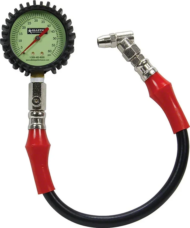 Allstar Performance Tire Pressure Gauge; 2-1/4-Inch; 0-60 PSI; Glow Face