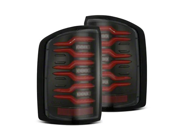 AlphaRex LUXX-Series LED Tail Lights; Black/Red Housing; Smoked Lens (15-19 Sierra 3500 HD SRW w/ Factory Halogen Tail Lights)Find parts that fit my vehicle