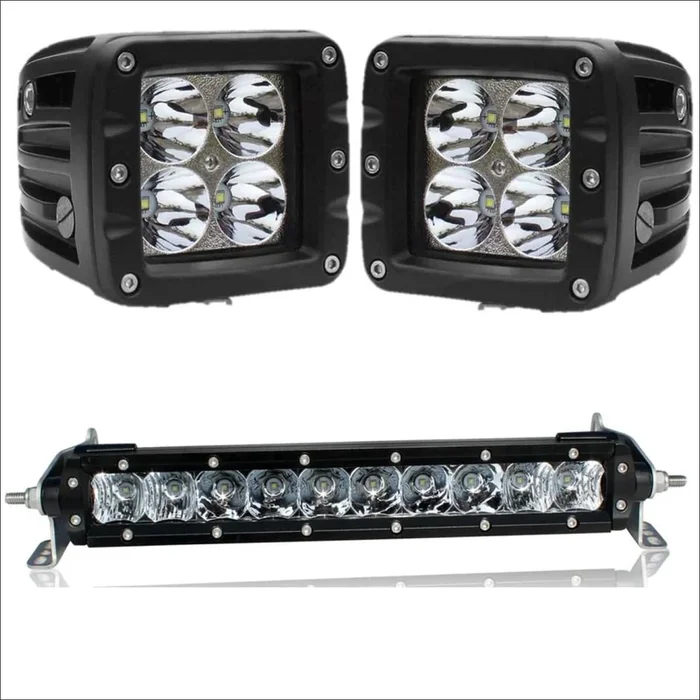 Aurora 10 Inch Single Row + 3 Inch Cubed Bundle – 8,000 Lumens