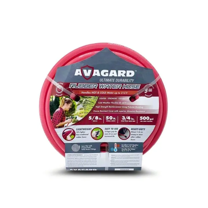 Avagard Rubber Water Hose Assembly; 5/8-Inch x 50-Foot