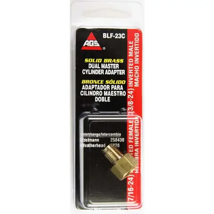 BLF-23C AGS Brake Line Fitting Adapts 3/8-24 Port to 1/4 Inch