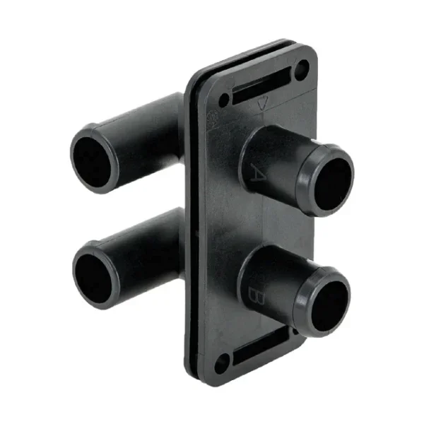 Bulkhead Dual Hose Connector ø16mm – 90º Elbow
