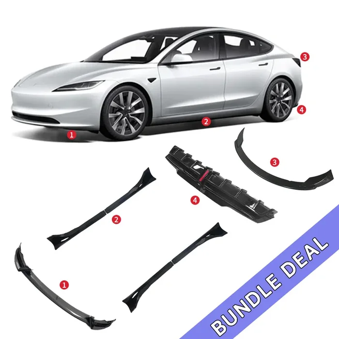 Bundle：YESLAK 4-Piece Sporty ABS Aero Body Kit for Tesla Model 3 2024+