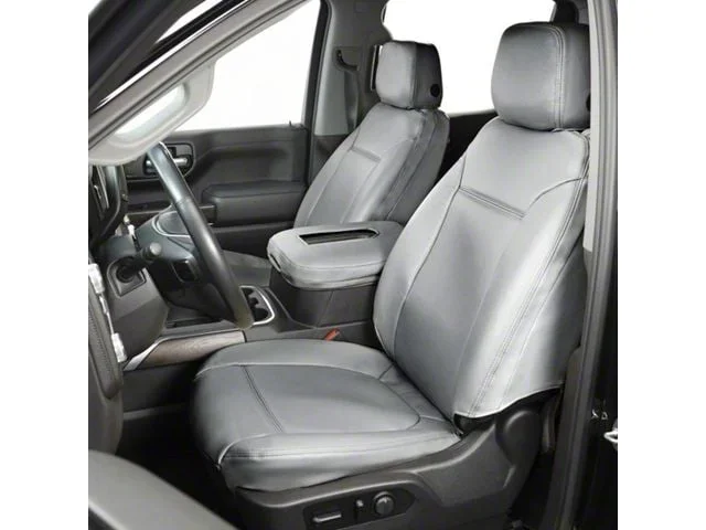 Covercraft Precision Fit Seat Covers Leatherette Custom Front Row Seat Covers; Light Gray (01-02 Sierra 3500 HD w/ Bench Seat)Find parts that fit my vehicle