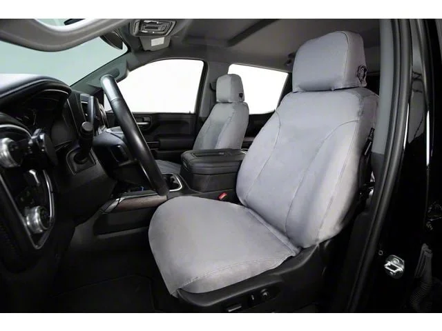 Covercraft Seat Saver Polycotton Custom Front Row Seat Covers; Gray (07-14 Sierra 3500 HD w/ Bench Seat & Fold-Down Center Console & Center Seat Storage)Find parts that fit my vehicle