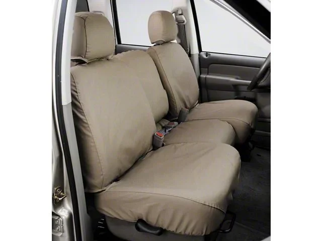 Covercraft Seat Saver Polycotton Custom Front Row Seat Covers; Taupe (20-22 Sierra 3500 HD w/ Bucket Seats)Find parts that fit my vehicle