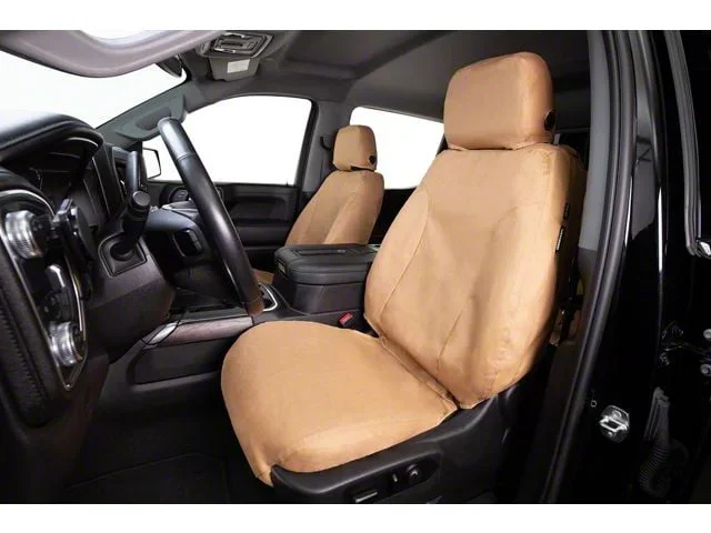 Covercraft Seat Saver Polycotton Custom Second Row Seat Cover; Tan (15-19 Sierra 3500 HD Double Cab w/ Rear 60/40 Split Bench Seat)Find parts that fit my vehicle
