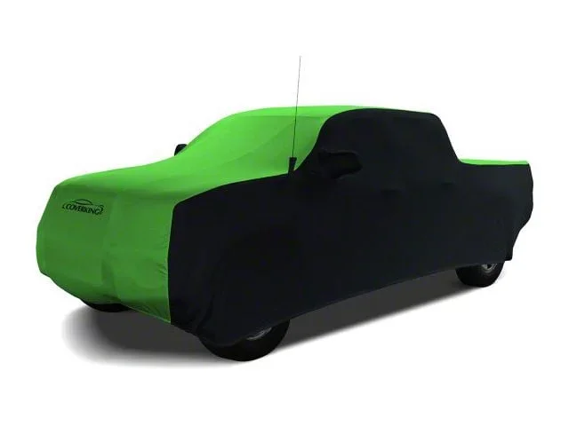 Coverking Satin Stretch Indoor Car Cover; Black/Synergy Green (07-14 Sierra 3500 HD Extended Cab w/ Non-Towing Mirrors)Find parts that fit my vehicle