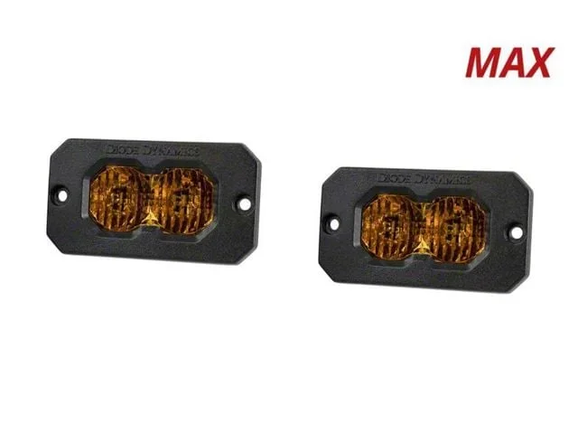 Diode Dynamics Stage Series C2 2.0 Max Flush Mount LED Pod Lights with Amber Backlight; Yellow Combo/Driving (Universal; Some Adaptation May Be Required)