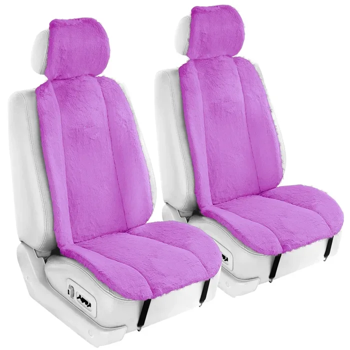 Doe16 Faux Rabbit Fur Car Seat Cushions – Front Set Purple