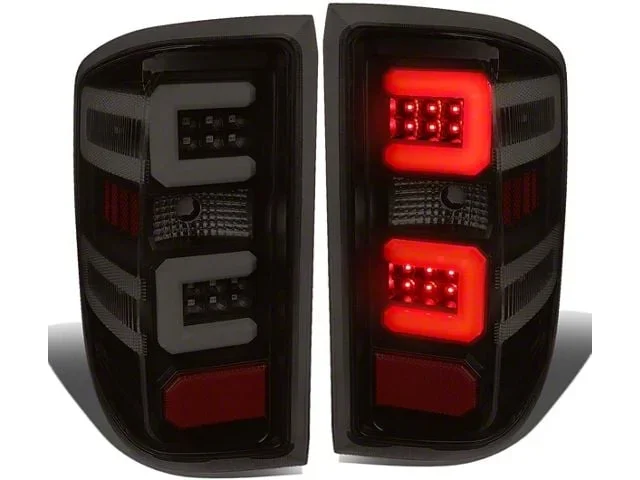 Dual C-Bar LED Tail Lights; Black Housing; Smoked Lens (15-19 Sierra 3500 HD DRW w/ Factory Halogen Tail Lights)Find parts that fit my vehicle