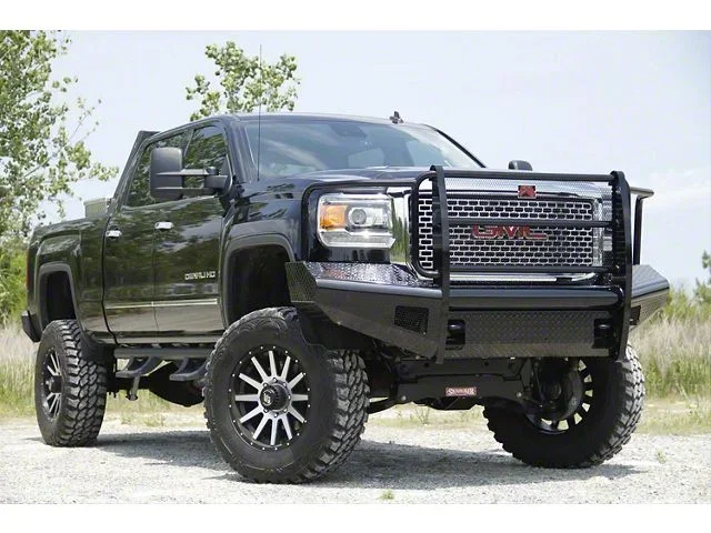 Fab Fours Black Steel Ranch Front Bumper with Full Guard; Matte Black (15-19 Sierra 3500 HD)Find parts that fit my vehicle