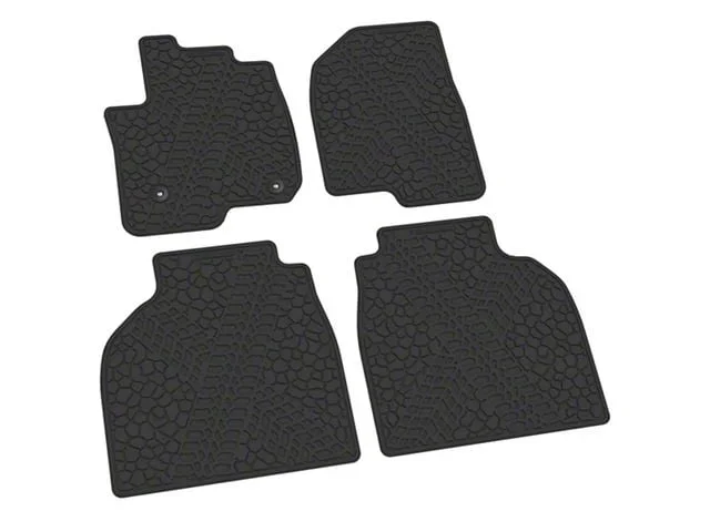 Factory Floorpan Fit Tire Tread/Scorched Earth Scene Front and Rear Floor Mats; Black (20-26 Sierra 3500 HD Crew Cab)Find parts that fit my vehicle