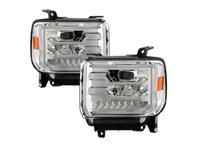 Full LED DRL Projector Headlights; Chrome Housing; Clear Lens (15-17 Sierra 3500 HD)Find parts that fit my vehicle