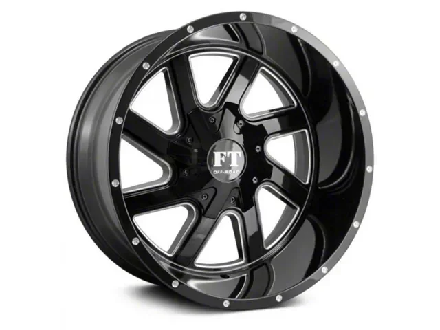 Full Throttle Off Road FT1 Gloss Black Milled 8-Lug Wheel; 20×10; -24mm Offset (20-26 Sierra 3500 HD SRW)Find parts that fit my vehicle