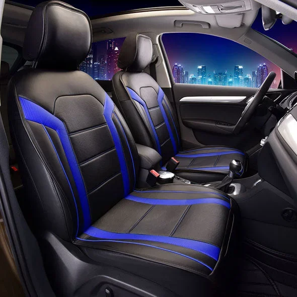 Futuristic Faux Leather Seat Cushions – Front Set Blue
