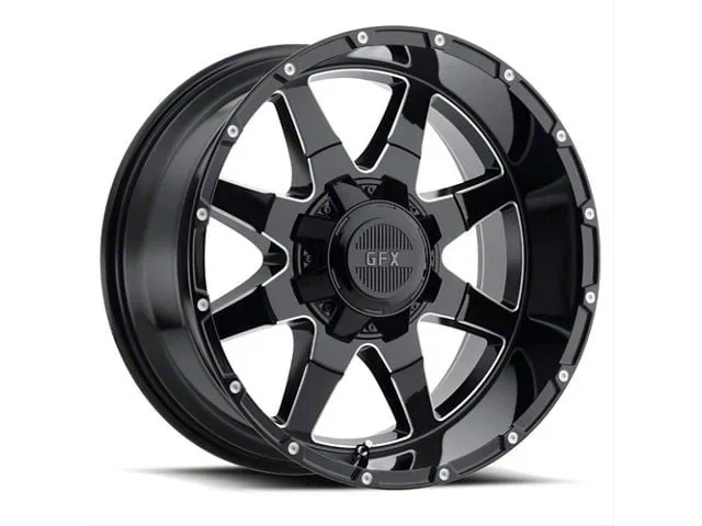 G-FX TR-12 Gloss Black Milled 8-Lug Wheel; 20×9; 12mm Offset (20-26 Sierra 3500 HD SRW)Find parts that fit my vehicle