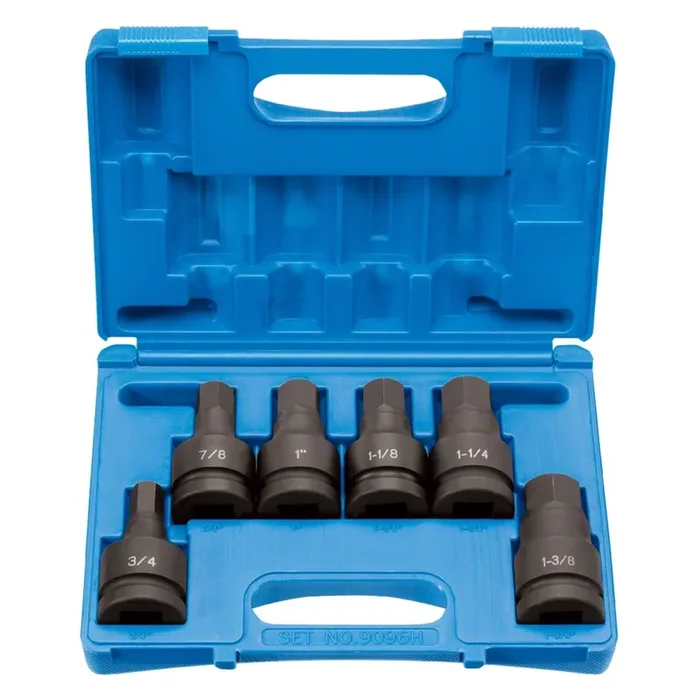 Grey Pneumatic 1-Inch Drive Standard Length SAE Hex Driver Impact Socket Set; 6-Piece