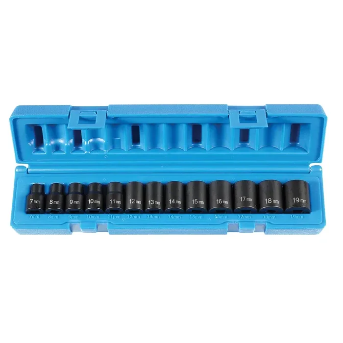 Grey Pneumatic 3/8-Inch Drive Standard Length Metric Impact Socket Set; 12-Point; 13-Piece
