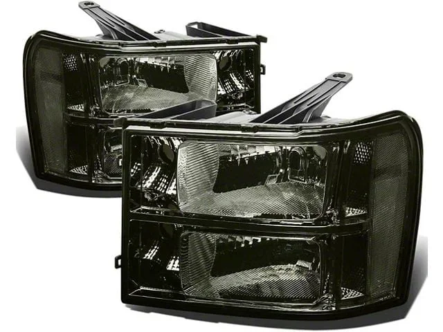 Headlights with Clear Corners; Chrome Housing; Smoked Lens (07-14 Sierra 3500 HD)Find parts that fit my vehicle