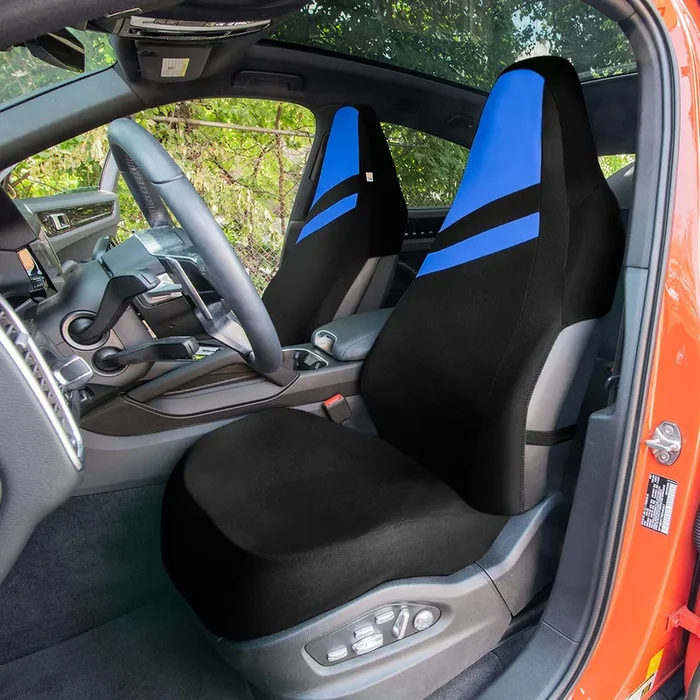 High Back Sporty Flat Cloth Seat Covers – Full Set – Blue