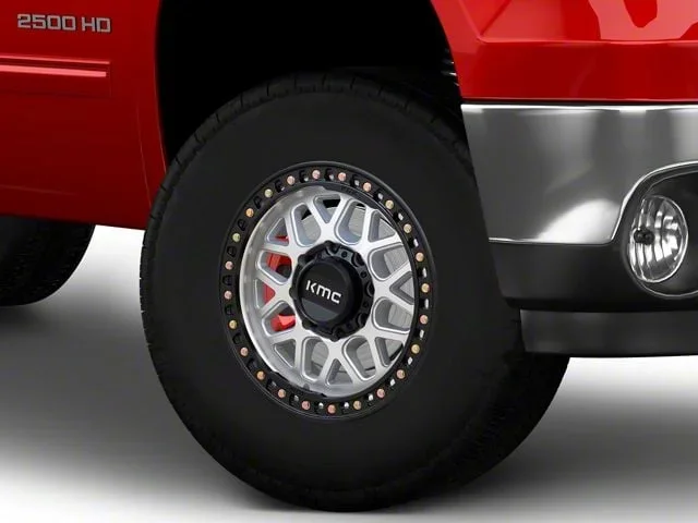 KMC GRS Machined with Satin Black Lip 8-Lug Wheel; 17×9; 18mm Offset (01-06 Sierra 3500 HD SRW)Find parts that fit my vehicle