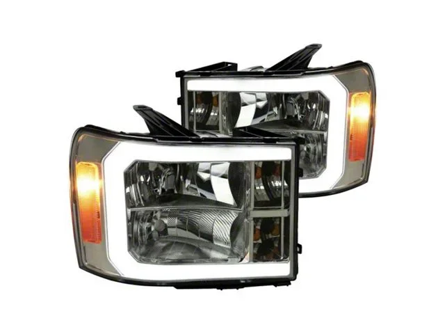 LED Bar Factory Style Headlights; Chrome Housing; Smoked Lens (07-14 Sierra 3500 HD)Find parts that fit my vehicle