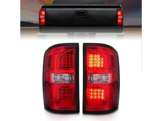 LED Tail Lights; Black Housing; Red Lens (15-19 Sierra 3500 HD SRW w/ Factory Halogen Tail Lights)Find parts that fit my vehicle