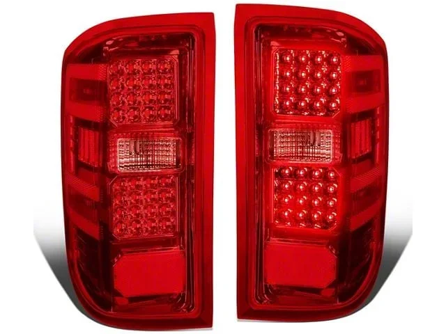 LED Tail Lights; Chrome Housing; Red Lens (15-19 Sierra 3500 HD DRW w/ Factory Halogen Tail Lights)Find parts that fit my vehicle