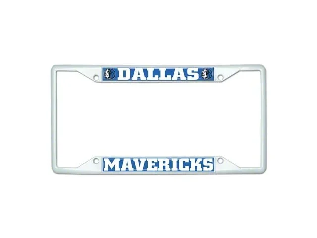 License Plate Frame with Dallas Mavericks; White (Universal; Some Adaptation May Be Required)