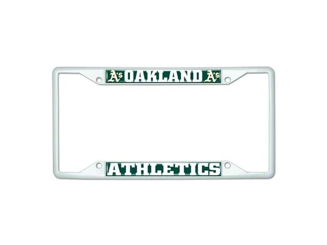 License Plate Frame with Oakland Athletics; White (Universal; Some Adaptation May Be Required)