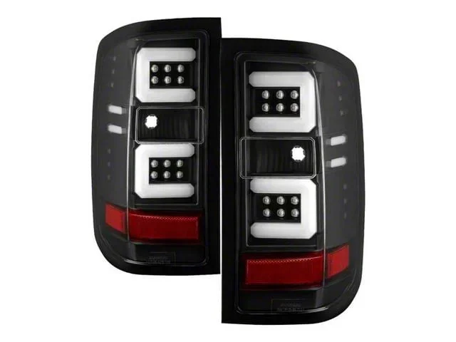 Light Bar LED Tail Lights; All Black Housing; Clear Lens (15-19 Sierra 3500 HD DRW w/ Factory Halogen Tail Lights)Find parts that fit my vehicle