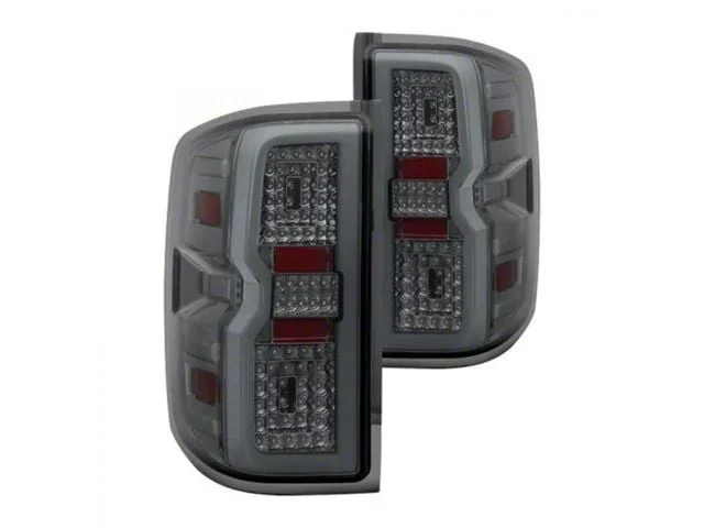 Light Bar LED Tail Lights; Chrome Housing; Smoked Lens (15-19 Sierra 3500 HD DRW w/ Factory Halogen Tail Lights)Find parts that fit my vehicle