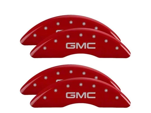 MGP Brake Caliper Covers with GMC Logo; Red; Front and Rear (11-19 Sierra 3500 HD SRW)Find parts that fit my vehicle