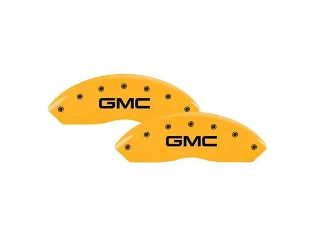 MGP Brake Caliper Covers with GMC Logo; Yellow; Front and Rear (20-26 Sierra 3500 HD SRW)Find parts that fit my vehicle
