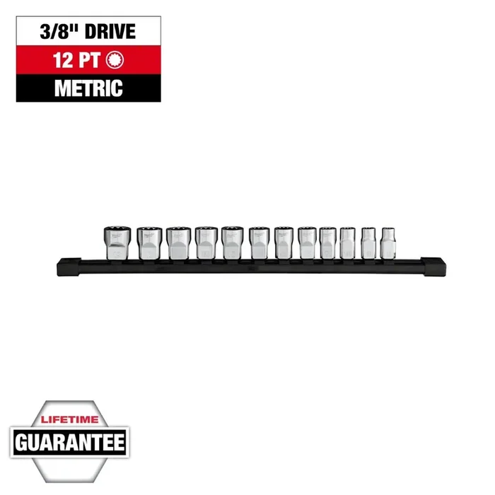 Milwaukee Tool 3/8-Inch Drive 12-Point Metric Socket Set; 12-Piece