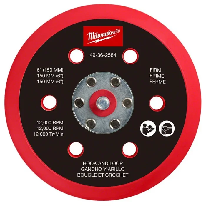 Milwaukee Tool 6-Inch Hook and Loop Sander Backing Pad; Firm