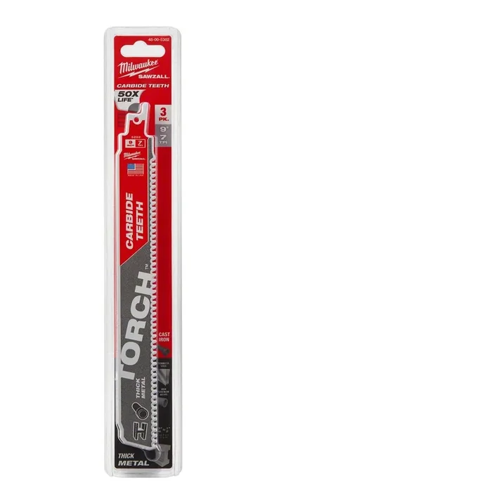 Milwaukee Tool 9-Inch 8TPI The TORCH with CARBIDE TEETH; 3-Pack