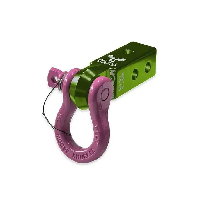 Moose Knuckle Offroad B’oh Spin Pin Shackle 3/4 and Mohawk 2.0 Receiver Combo; Bean Green/Pretty Pink (Universal; Some Adaptation May Be Required)