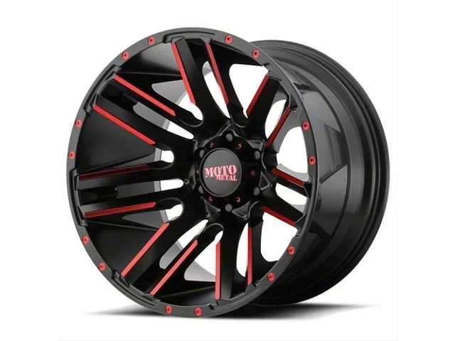 Moto Metal MO978 Razor Satin Black Machined with Red Tint 8-Lug Wheel; 20×10; -24mm Offset (07-10 Sierra 3500 HD SRW)Find parts that fit my vehicle