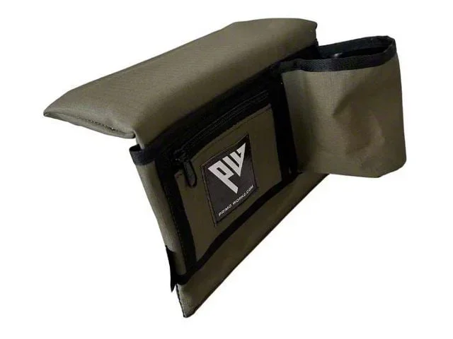 Primo Workz Armrest with Cupholder; Olive Ripstop; Driver Side (Universal; Some Adaptation May Be Required)