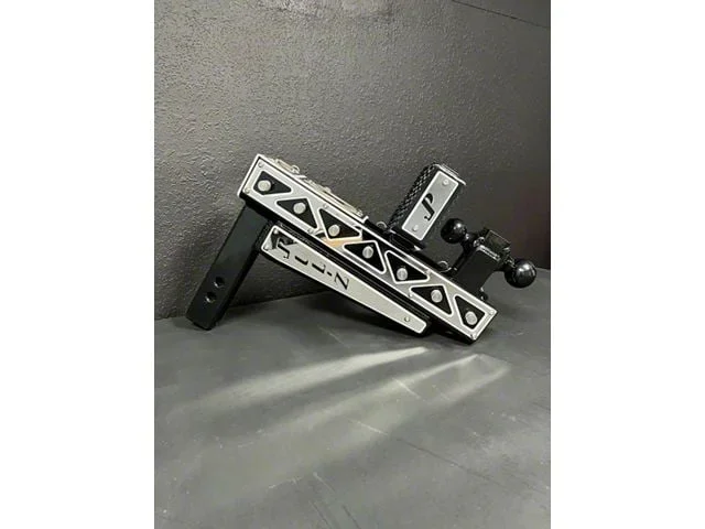Pul-Z Baller Hauler 2-Inch Receiver Hitch Dual-Ball Mount with Stabilizer Kit and Triangle Stainless Overlays; Standard 4-Hole; 7.50-Inch Drop; Black (Universal; Some Adaptation May Be Required)